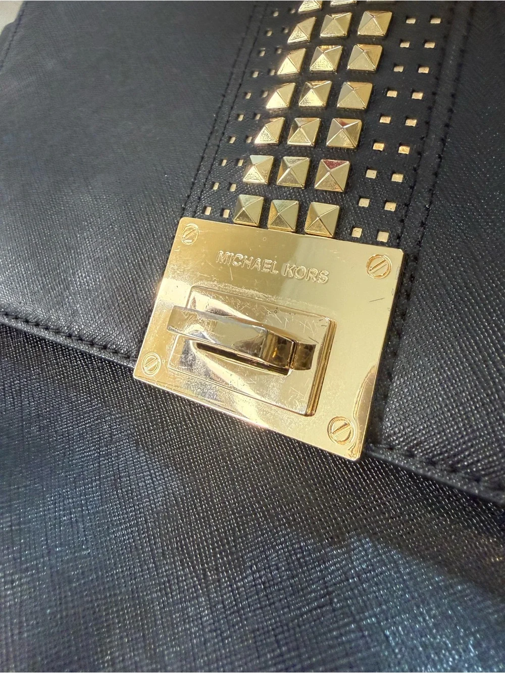 Black Stud-Accent Top Handle Bag - Women